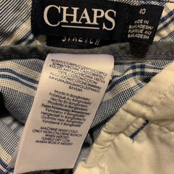 Chaps Stretch Size 40 Blue Plaid Casual Shorts - Picture 3 of 4